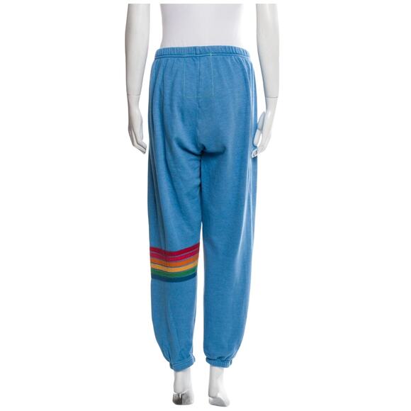 (L) $189 AVIATOR NATION Rainbow Stitch Sweatpants Ocean - Picture 4 of 6